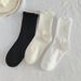 Socks women's spring, summer and autumn models of mid-calf socks cotton bottom solid color stacked socks Japanese lace stockings_voghion.com