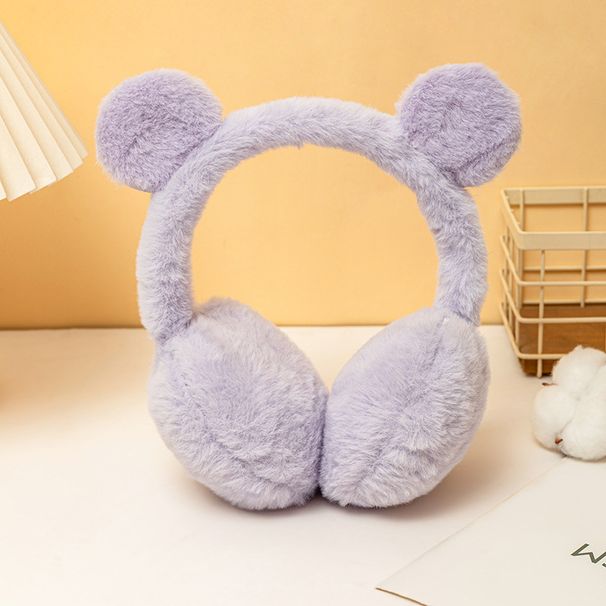 Paraorecchie invernali per bambini - Scaldaorecchie regolabili in morbido peluche, design a cartoni animati per bambine, protezione esterna accogliente (rosa, grigio, viola)_voghion.com