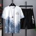 Men's Ice Silk Short-Sleeved T-Shirt Suit Men's Large Size Set Of Casual Handsome Matching Clothes T_voghion.com