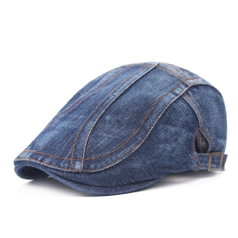 Nouveautés Denim réglable pour femmes, décontracté, unisexe, jean, béret, chapeau, casquette de couleur unie, printemps, automne, chapeaux pour hommes, hiver_voghion.com