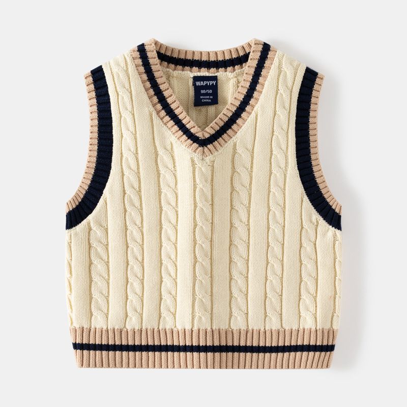 Pull enfant gilet automne garçon pull mode col v bébé pull_voghion.com