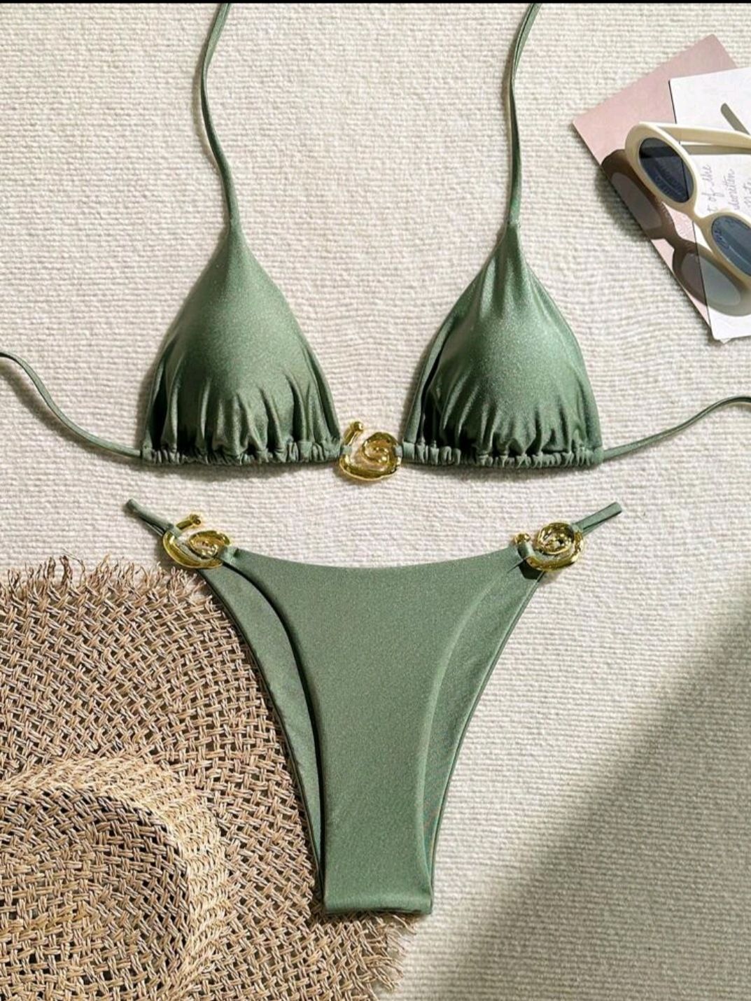 Women's Clothing Sexy Two Piece Swimsuit Solid Color Bikini Set_voghion.com