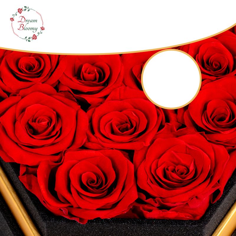 Preserved Rose Bouquet In Hexagonal Gift Box-Dried Flowers|Eternal Flower Arrangement|Valentine's Day/Anniversary/Birthday Gifts_voghion.com
