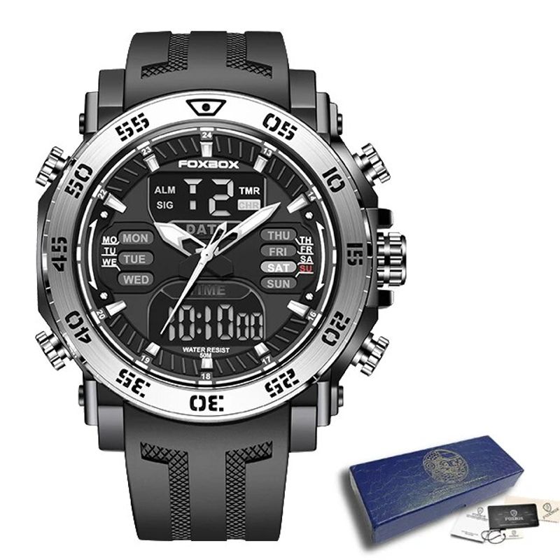 Mode Sportuhr Für Männer Silikonband Dual Display Digitale Militäruhren Wasserdicht Leuchtende Quarz-armbanduhr_voghion.com