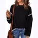 Women's Clothing Oversized Knit Sweater With Color-Block Detail – Cozy Acrylic Round-Neck Pullover For Women_voghion.com