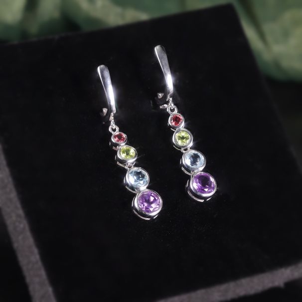 Bubble Ring Farbige Edelstein Ohrringe Mittel und Lang S925 Sterling Silber Intarsien Mit Natürlichen Topas Kristall Ohrringe Persönlichkeit_voghion.com