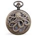 Antique Octopus Hollow Half Hunter Quartz Steampunk Black Pocket Necklace Chain Children's Gift Watch_voghion.com