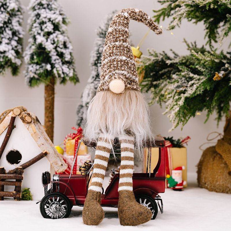Decorațiuni de Crăciun Căciulă tricotată cu dungi Colanți Rudolph Păpușă fără chip Ornament pitic_voghion.com
