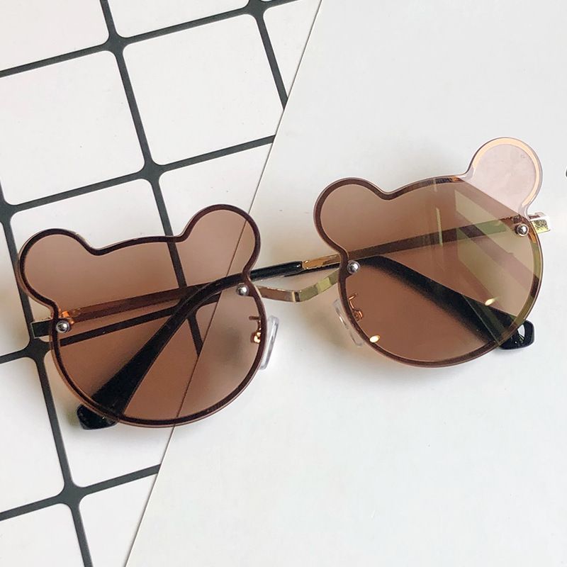 Ochelari de soare pentru copii pentru mame și copii, ochelari de soare cu ramă metalică la modă cu desene animate, ochelari de soare pentru bebeluși, oglindă cu ramă de ursuleț pentru fotografie stradală_voghion.com