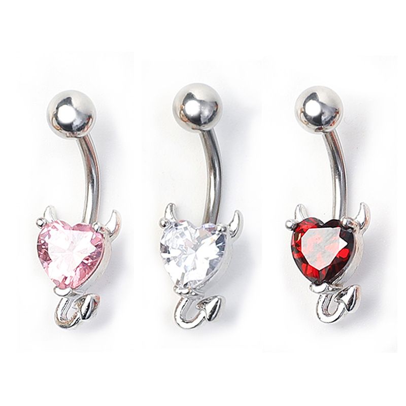 fashion new belly button ring little devil belly button nail stainless steel zircon belly button wholesale puncture jewelry_voghion.com