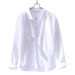 CT L754 Camicia a maniche lunghe da uomo, semplice, versatile, casual, bianca_voghion.com