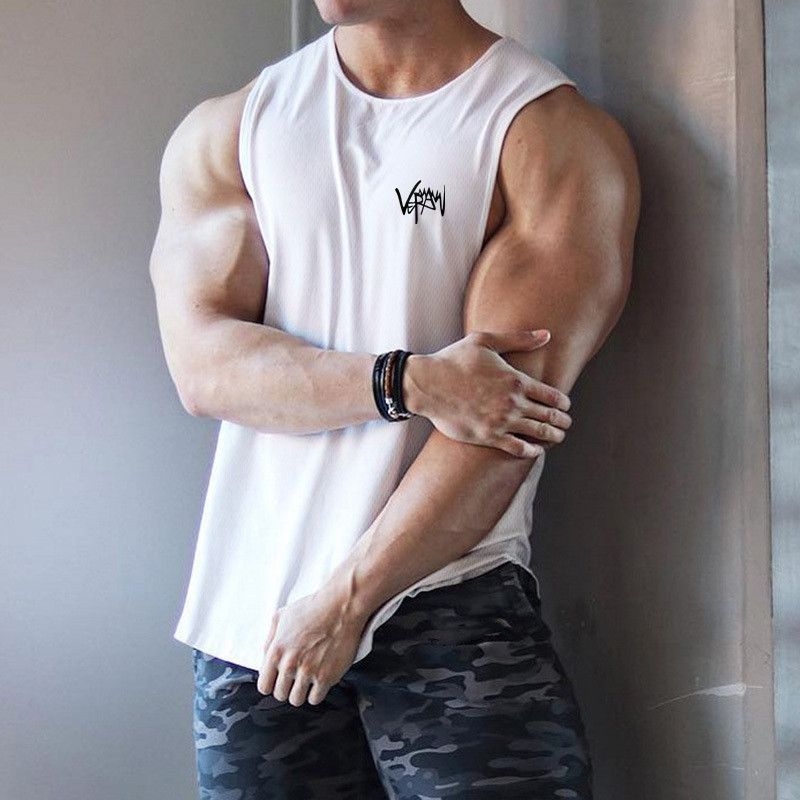Snel drogende heren zomer 2021 nieuwe trendy Instagram Slim Fit Spos ademende hardloopfitness camisole mouwloos_voghion.com