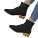 Flyknit pointed short leg Martin boots, women's sleeve, thick heel, mesh breathable sock boots_voghion.com