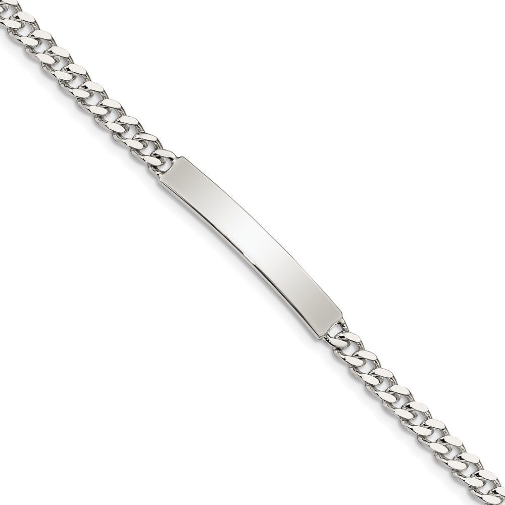 Sterling Silver Polished Engraveable Curb Link ID Bracelet_voghion.com