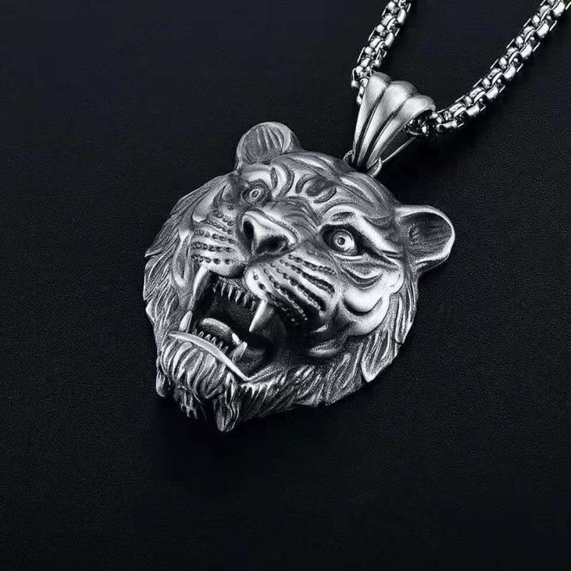 Modieuze dominante tijgerkop ketting, heren hanger, trendy merk, gepersonaliseerde hiphop, eenvoudig en veelzijdig_voghion.com