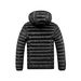 Chaqueta acolchada ligera para hombre con capucha desmontable - Abrigo de invierno cálido con forro polar, chaleco acolchado ajustado con cremallera para uso informal_voghion.com