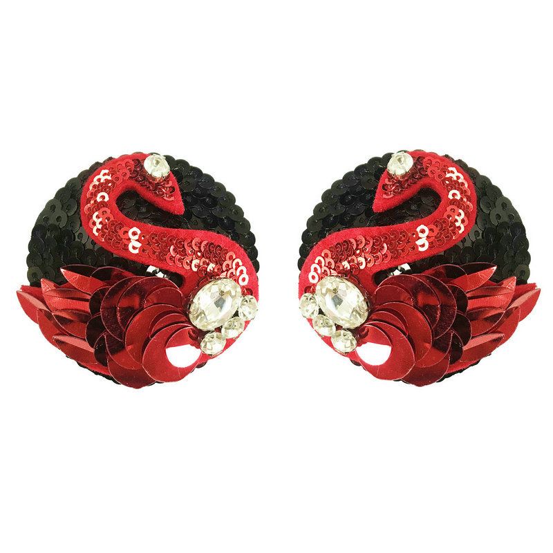 Swan Lover Sequin Round bordado diamante sexy autoadesivo mamilo Patch_voghion.com