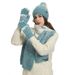 Fashion Winter Knitted Women's Jacquard Thickened Imitation Mink Scarf, Hat And Gloves Three-piece Set_voghion.com