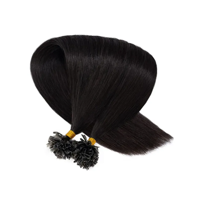 Extensii de păr drepte cu vârf în U, 100% păr uman, păr brazilian fuzionat, Remy, keratină, vârf în U, pre-legate, 50 buc/pachet, pentru femei_voghion.com