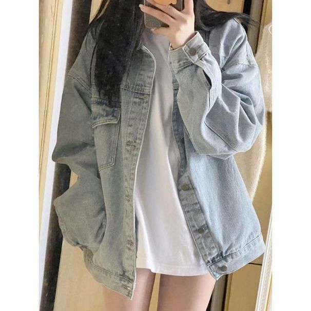 2025 American Spring Autumn New Denim Jacket Women, Niche Loose And Versatile Shirt Top, Suitable For Small People To_voghion.com