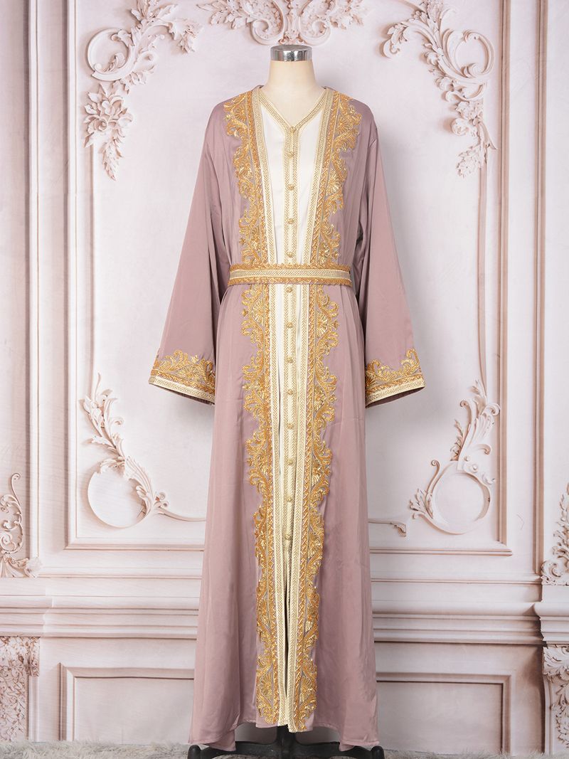 Robe Clothing Factory Muslim Women's New Beaded Two Piece Party Dress_voghion.com