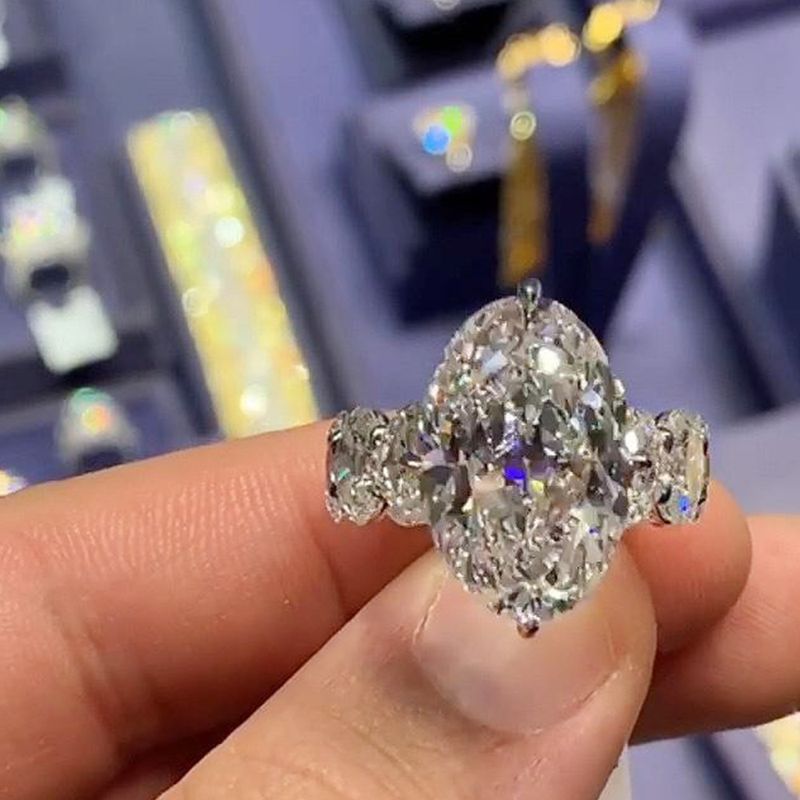Cao Zhichang Sells Temperament Horse Eye Shaped Zircon Fashion Ring Popular Jewelry Straight Women's Ring_voghion.com