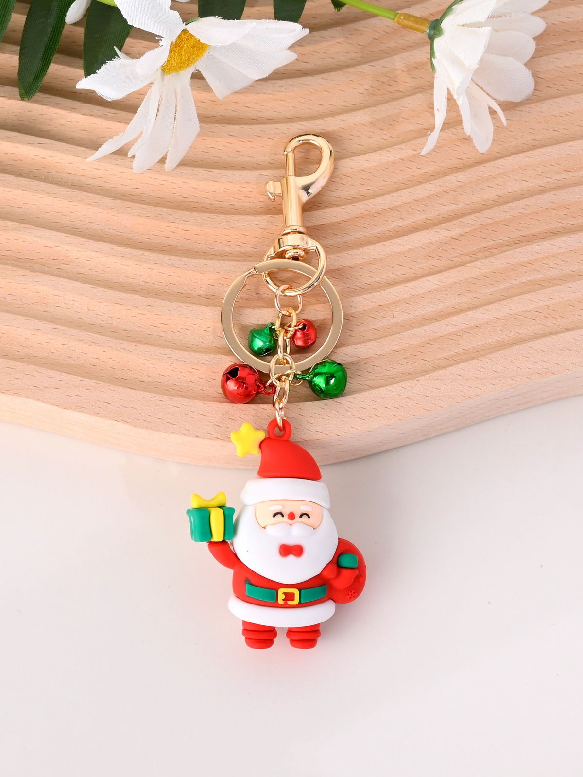 Santa Claus Christmas Socks Bell Keychain Cartoon Cute Doll Bag Pendant Small Gift_voghion.com
