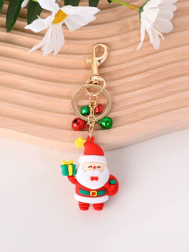 Santa Claus Christmas Socks Bell Keychain Cartoon Cute Doll Bag Pendant Small Gift_voghion.com