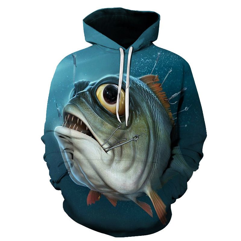 New For Men With 3D Digital Print Fish Pattern, Casual Unisex Hooded Sweatshirt_voghion.com