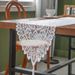 French Country Lace Table Runner - White Boho Tassel Trim, Vintage Style For Dining & Coffee Table Decor, Farmhouse Chic_voghion.com
