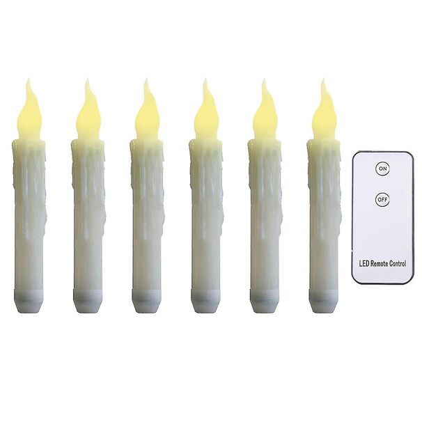 Led Candles With Remote Control, Flickering Flame, Pack Of 6, Halloween Decor_voghion.com