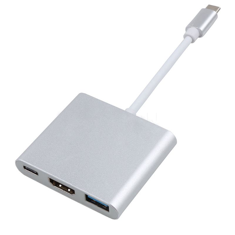 3 IN 1 HUB TYPE-C į HDMI C TYPE ilgintuvą USB 3.0 keitiklis su HDMI suderinamas adapteris, skirtas kompiuteriui nešiojamojo kompiuterio knyga_voghion.com