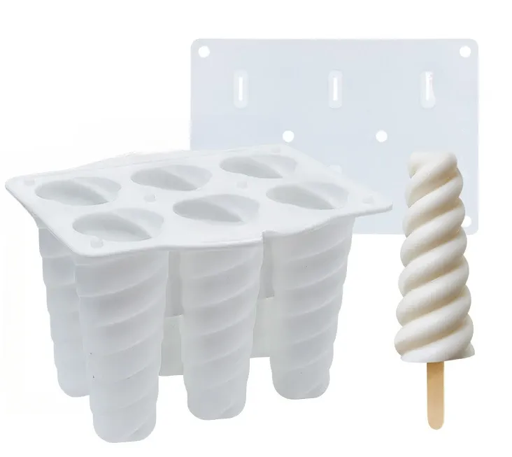 Popsicle Maker Tray Spiral Ice Cream Mold Homemade Silicone Popsicle Mould BPA Free Ice Pop Molds Reusable Kitchen Supplies_voghion.com