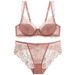 Intimo da donna, set di biancheria intima sexy da donna, reggiseno in pizzo arricciato traspirante e sottile, set di grandi dimensioni_voghion.com