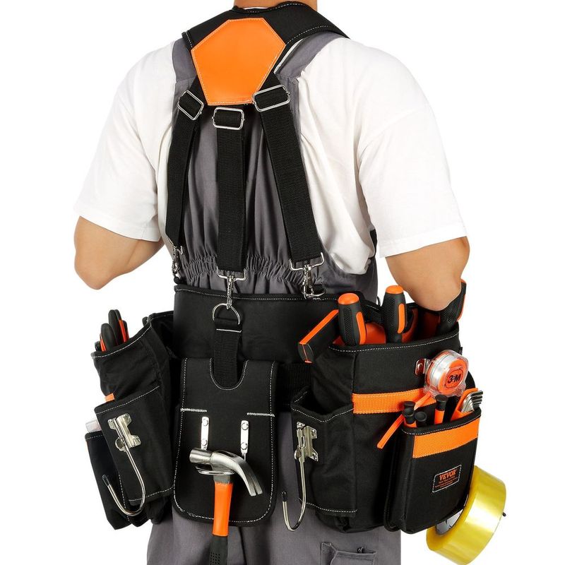 Tool Belt With Suspenders, 29 Pockets, 29-54 Inches Adjustable Waist Size, Tool Belts For Men, 600D Polyester Heavy Duty Carpenter Tool Pouch For C_voghion.com