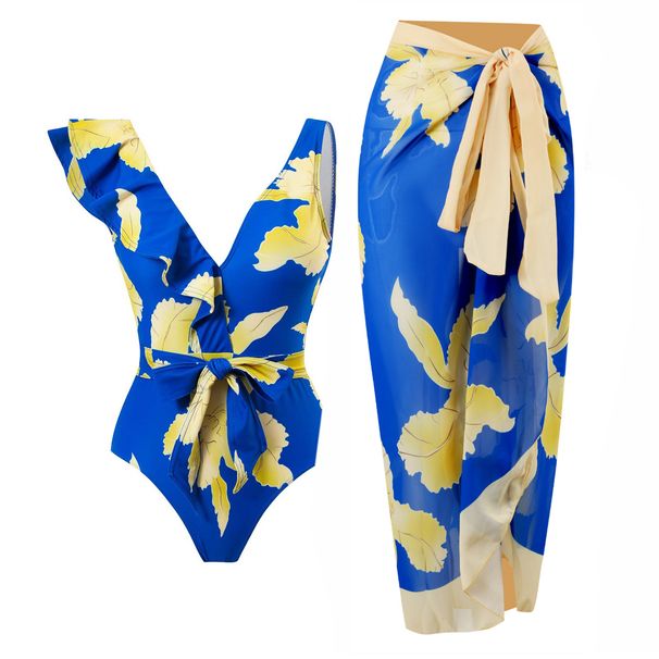 Damenbekleidung Sexy Einteiliger Badeanzug Weiblicher Retro Rüschen Chiffonrock Badeanzug Anzug_voghion.com