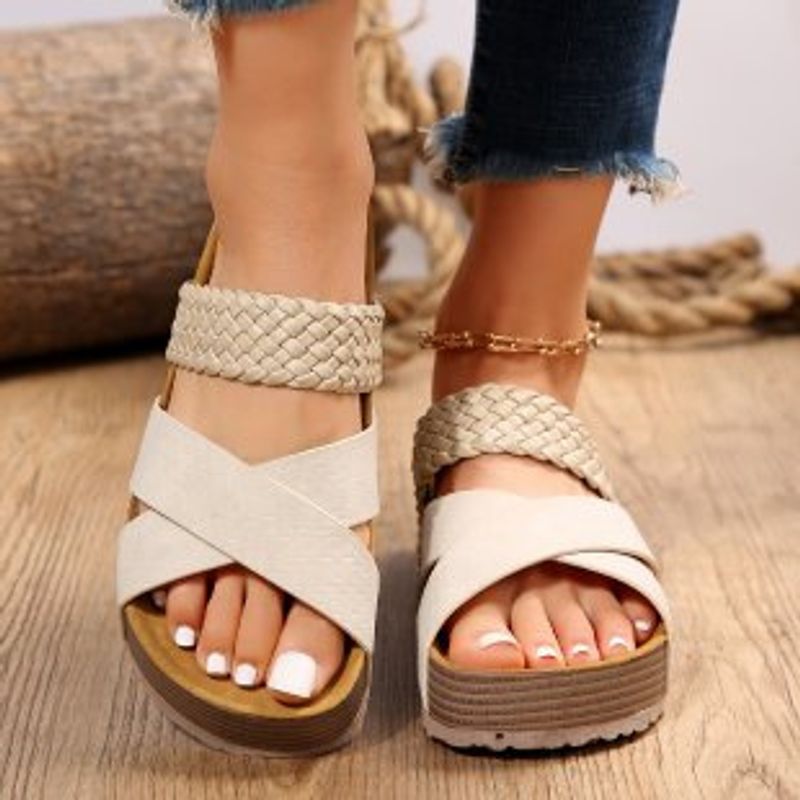 Casual Flip-flops Women's New Flat Thick Bottom Cross Sandals_voghion.com