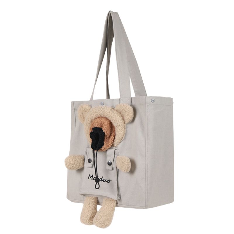 Guangying Cat Carrying Bag Breathable Large Capacity Portable Cartoon Bear Decor Pet Cat Dog Travel Carrier Outdoor Supply_voghion.com