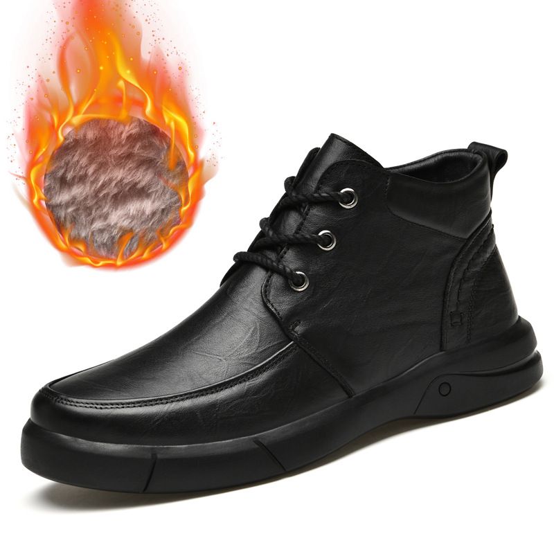 Warme, weich besohlte Martin-Stiefel, handgearbeitete Herrenschuhe für reife Herren, mittelhohe Samt-Schneestiefel, Werkzeugschuhe_voghion.com