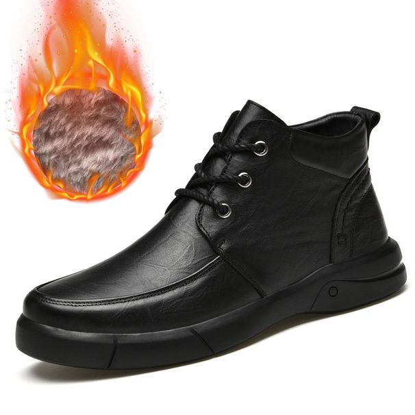 Warme, weich besohlte Martin-Stiefel, handgearbeitete Herrenschuhe für reife Herren, mittelhohe Samt-Schneestiefel, Werkzeugschuhe_voghion.com