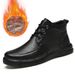 Warme, weich besohlte Martin-Stiefel, handgearbeitete Herrenschuhe für reife Herren, mittelhohe Samt-Schneestiefel, Werkzeugschuhe_voghion.com