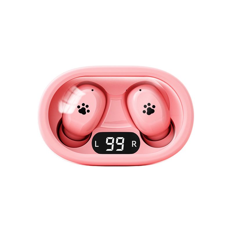 Wireless Bluetooth Headset B2 Cat's Paw Portable Mini In-Ear Digital Display Long Life Noise-Canceling Earbuds For Smart Phones_voghion.com