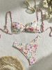Maillot de bain bikini sexy à lacets pour femme, vêtements de plage à fleurs, haut de gamme, mode, sources chaudes_voghion.com