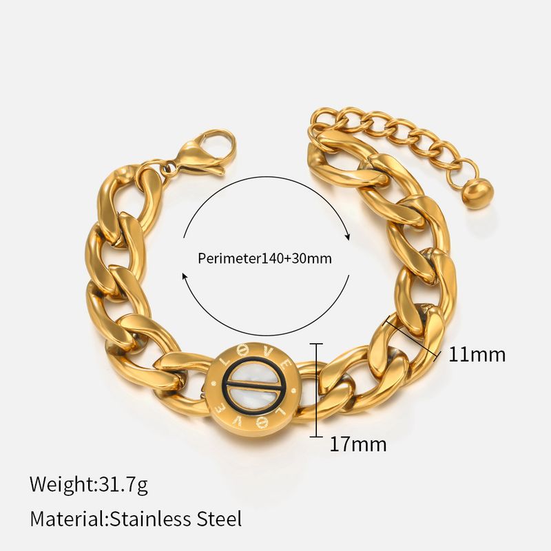 Braccialetto in acciaio inossidabile geometrico alla moda, semplice personalità, popolare, catena cubana rotonda, bracciale in acciaio al titanio_voghion.com