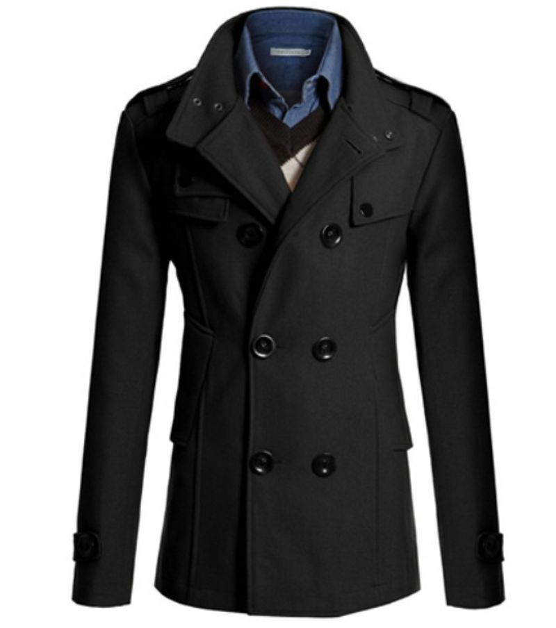 Herrenbekleidung Neuer Wollmantel für Herren Schlanke mittellange Woll-Windjacke für Herren_voghion.com