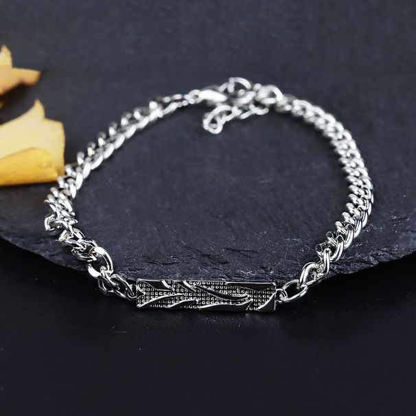 Bracelet chaîne cubaine unisexe en argent, accessoire de mode créatif et simple, motif myosotis, pour couple_voghion.com