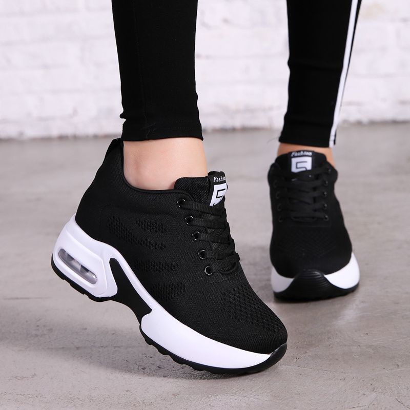 Women's Lightweight Mesh Sneakers, Platform Low Top Lace Up Height Increased Casual Shoes, Women's Sport Footwear_voghion.com