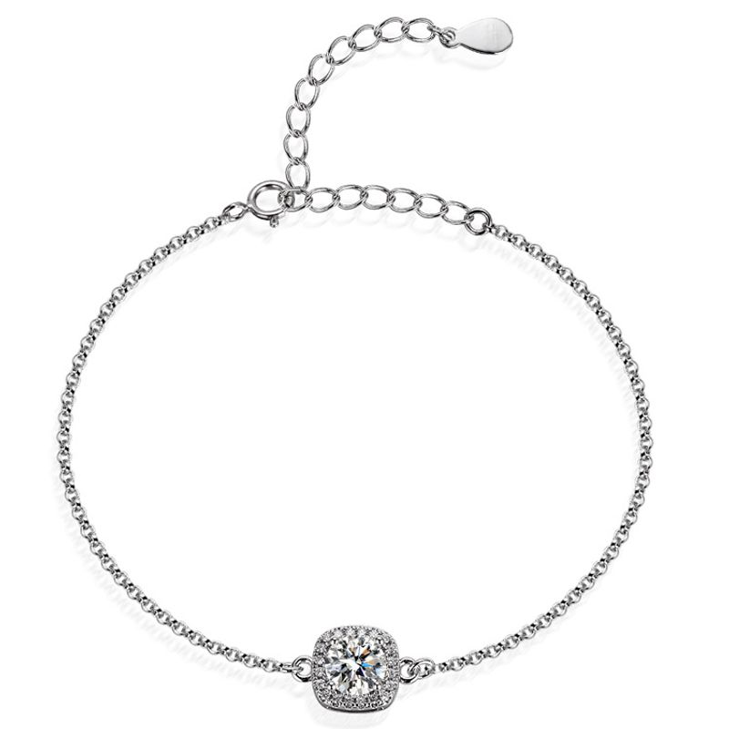 XYL Direct S Reines Silber Armband Ein Karat Moissanite Quadrat Paket Starlight Simple Series Live-Übertragung_voghion.com