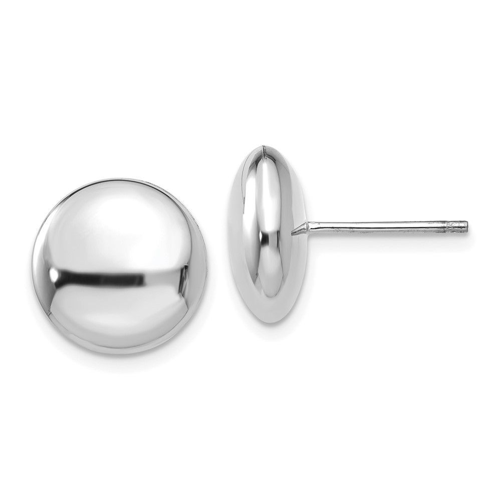14k White Polished 12mm Button Post Earrings_voghion.com