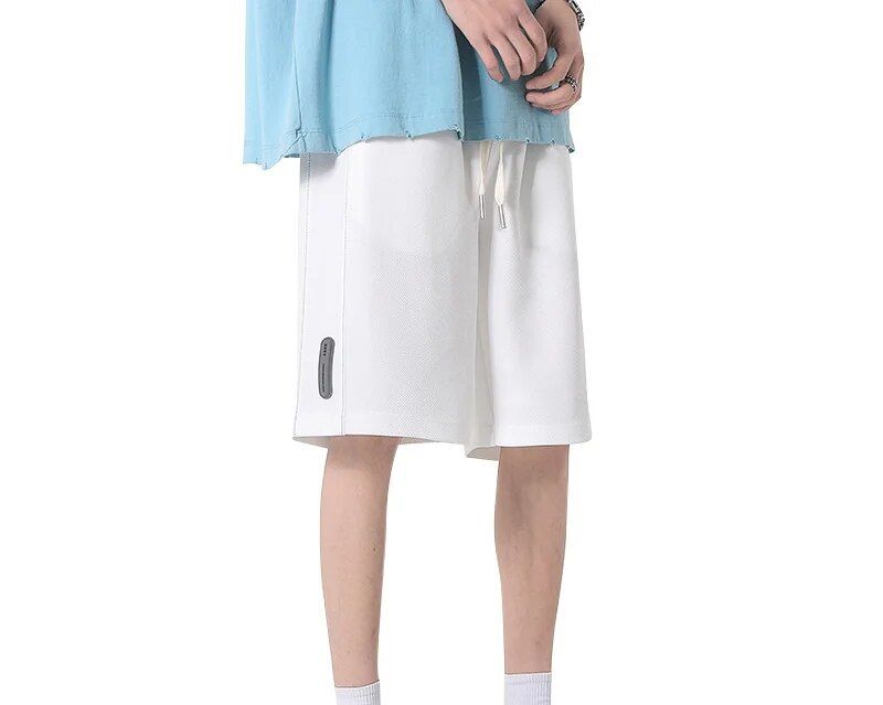 Men's shorts, trendy sports and casual pants, summer imitation cotton pineapple fabric, solid color, loose five part pants_voghion.com